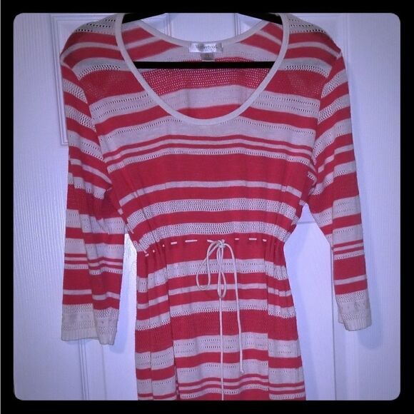 Motherhood | Cream and Coral Striped Tunic - Picture 1 of 4